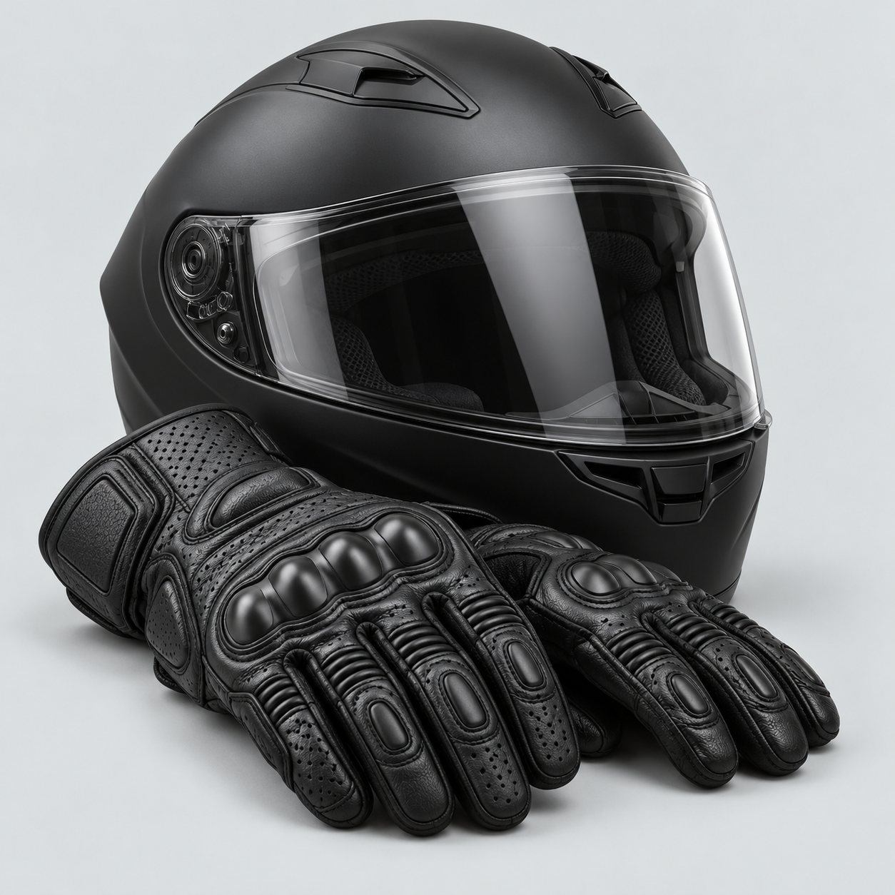 Casque et gants de moto (illustration)